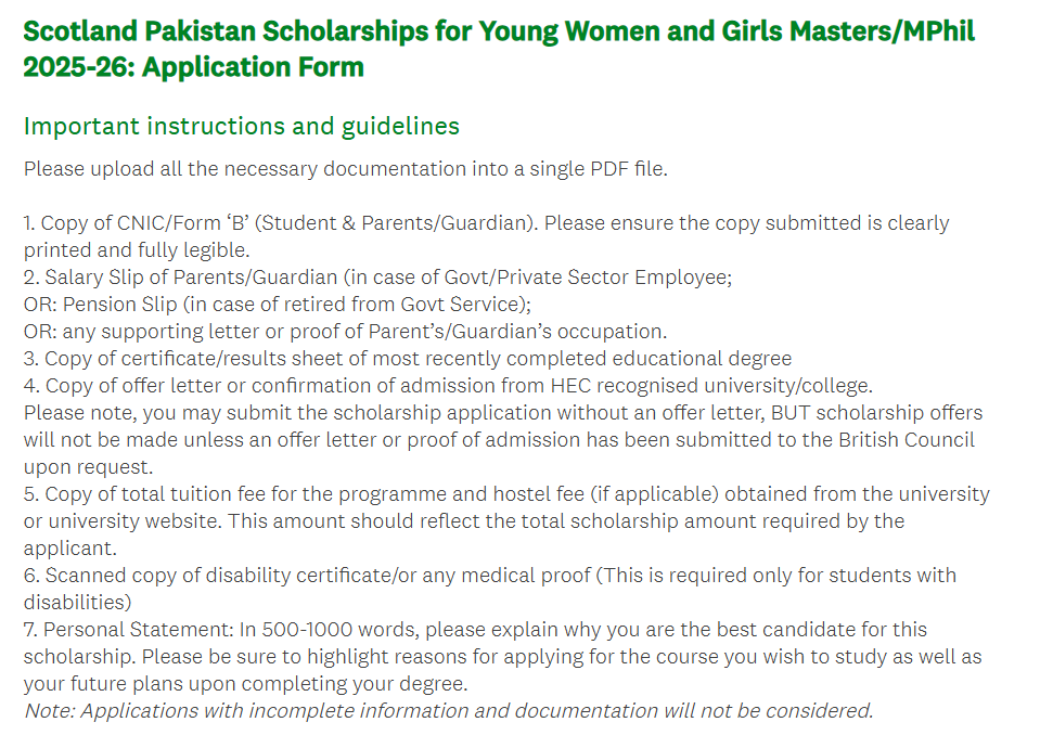 Scotland Pakistan Scholarships