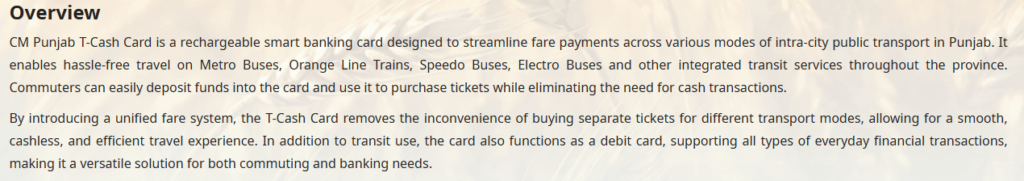 CM Punjab T-Cash Card