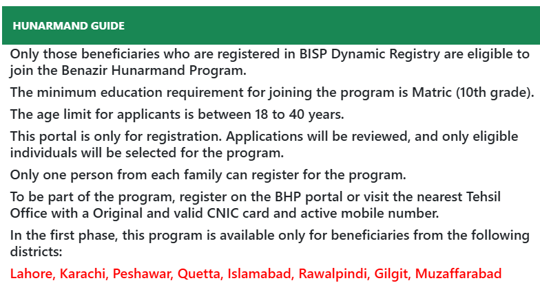 Benazir Hunarmand Programme